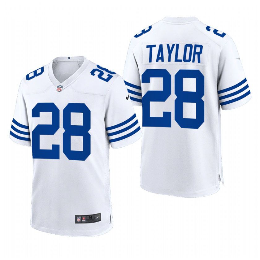 Men Indianapolis Colts 28 Jonathan Taylor Nike White Alternate Vapor Limited NFL Jersey